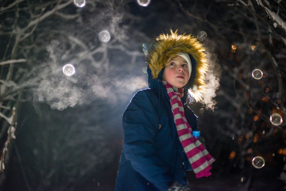 Мыльные пузыри на морозе