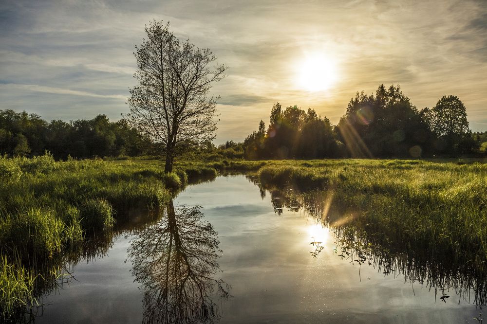 Закат на реке Явань