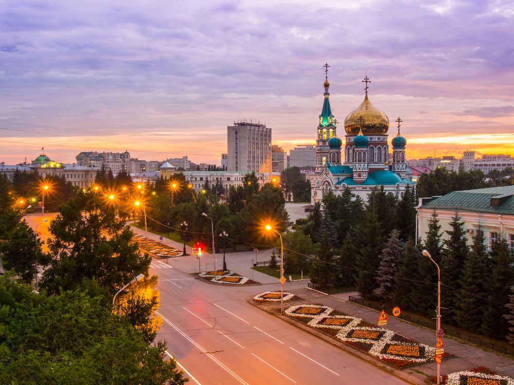Закат над Успенским Собором в Омске