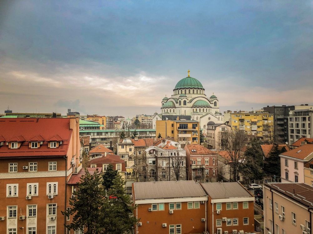 The urban Landscape with Temple