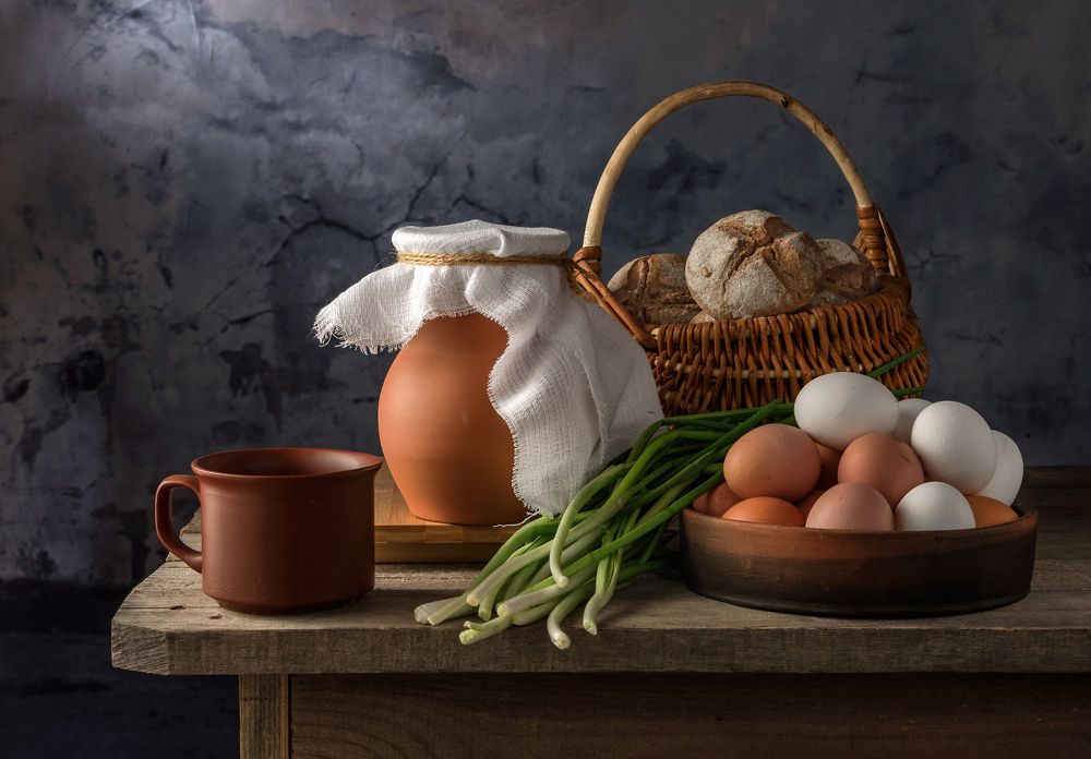 натюрморт с зелёным луком