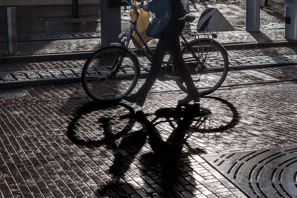 Walking with the bike.