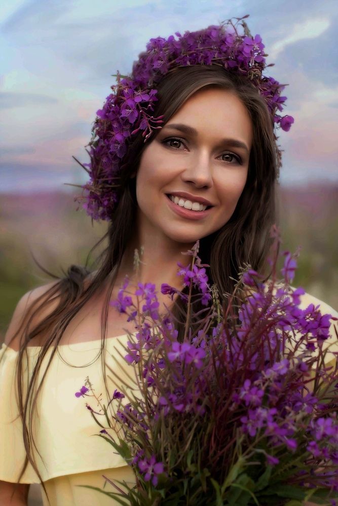 Девушка и цветы