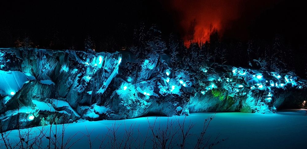 Подсветка в Горном парке Рускеала