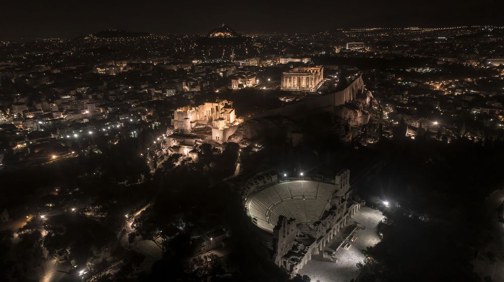 sence of ancient athens acropolis by night