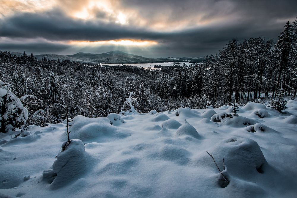 Sunset in Lusatian mountains