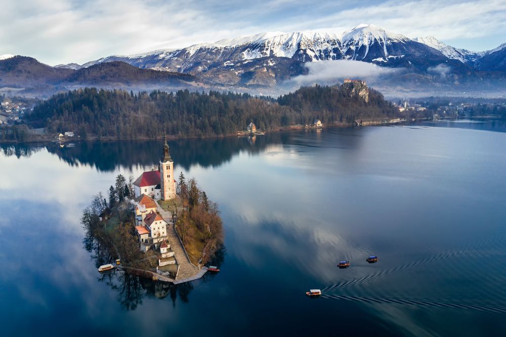 Январское утро на озере Блед