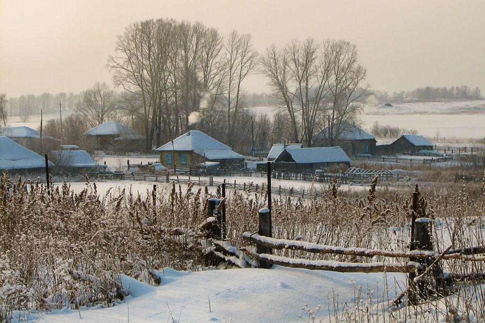 зима в деревне