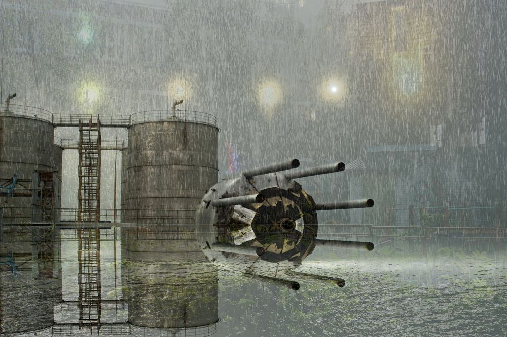 Дождь на базе.