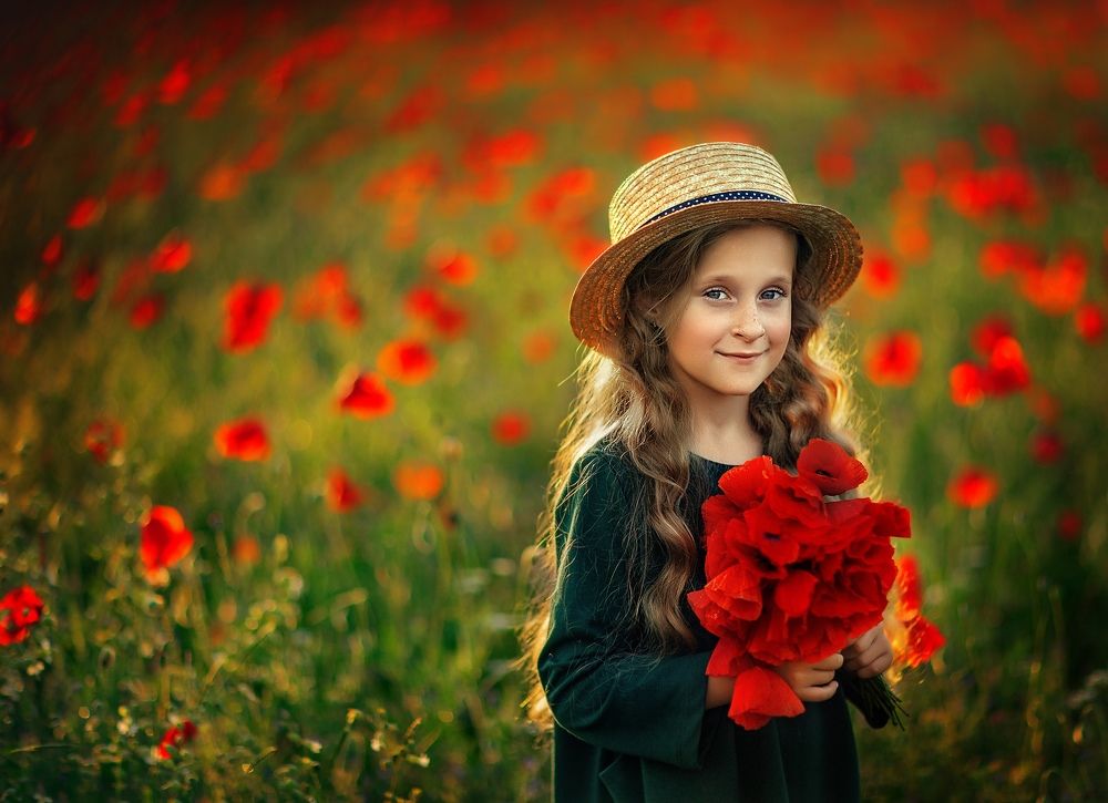 На закате в маковом поле