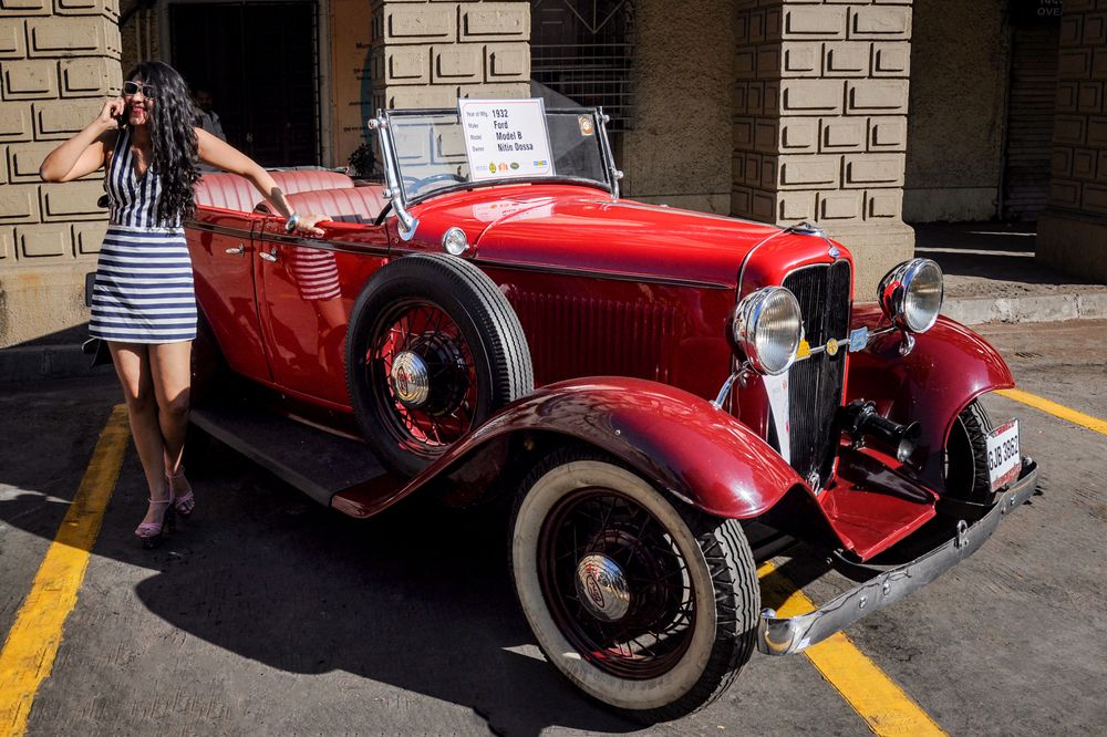Woman in Red car