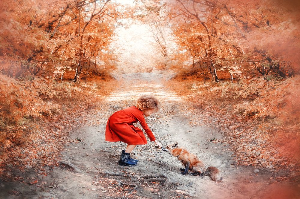 Малышка с лисой