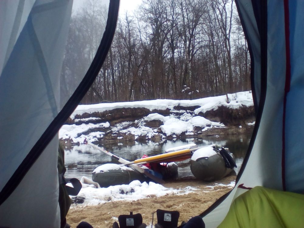 Утро зимнего сплава