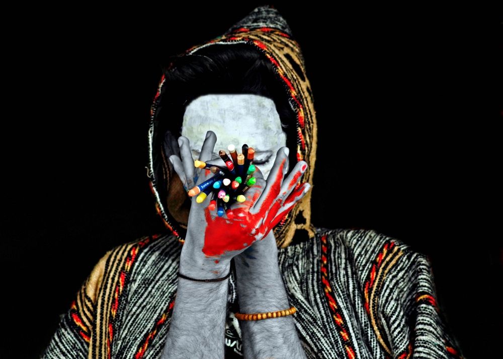 Man In Black And Colors