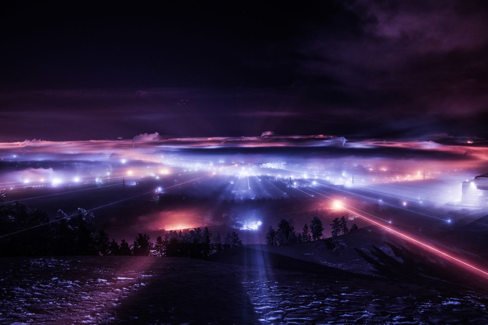 через туман