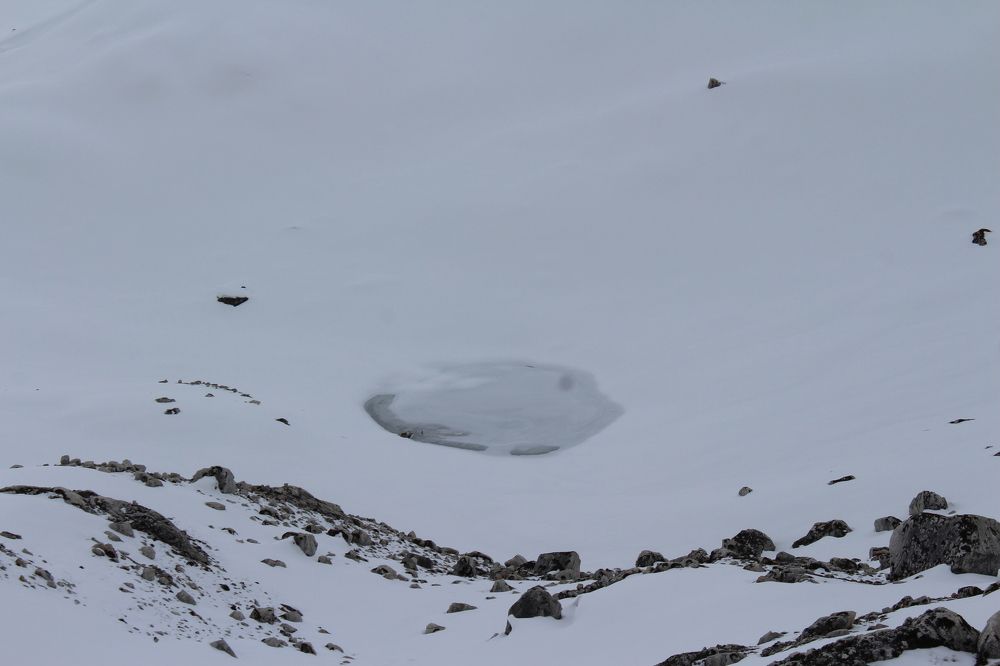 Lake covered by snow