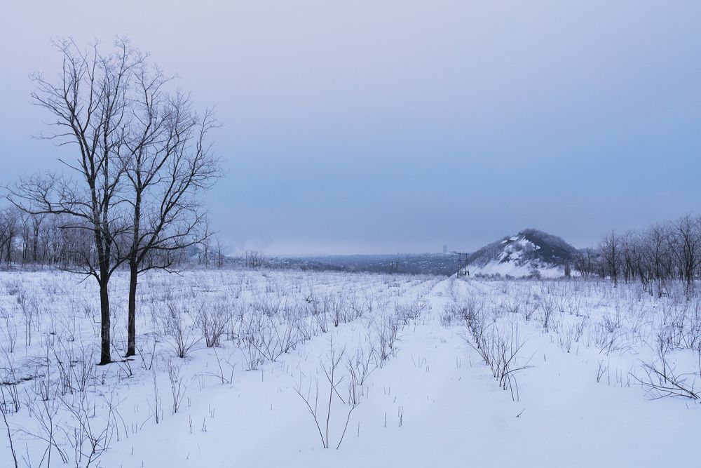 Зима. Терриконы.