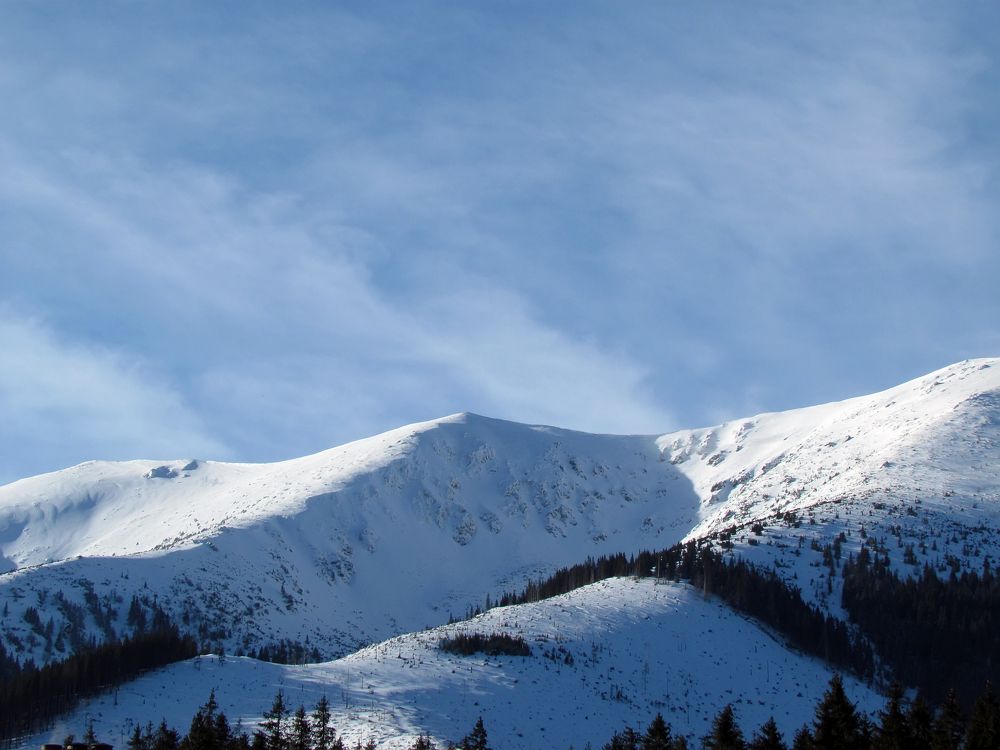 mountain peaks in the snow in Slovakia