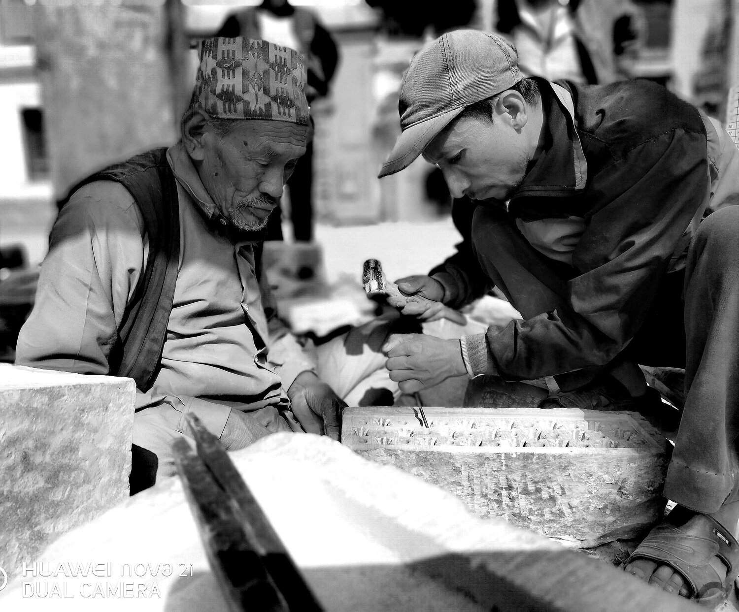 Stone Carver Carving Stone In Nepal