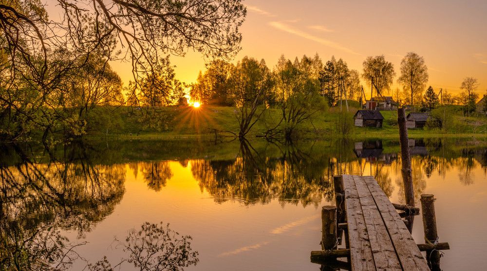 Закат в деревне