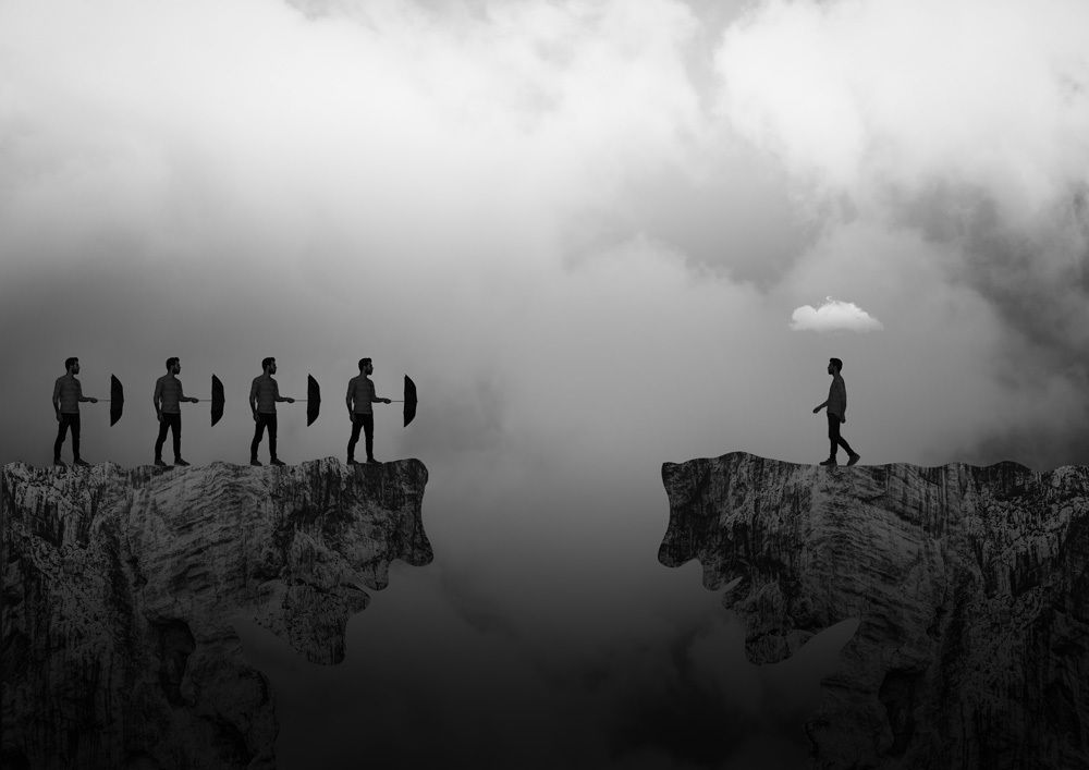 Empty hand , but with think