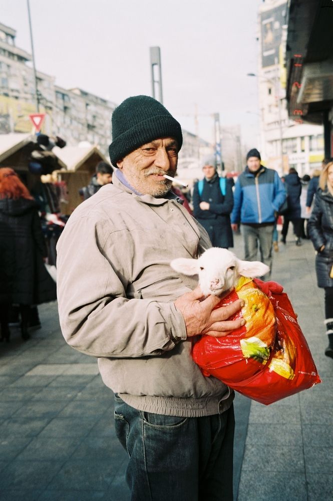 Man with a lamb