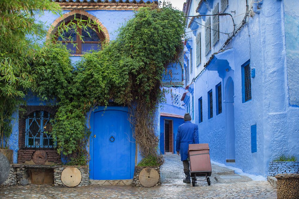 Blue house with the blue window