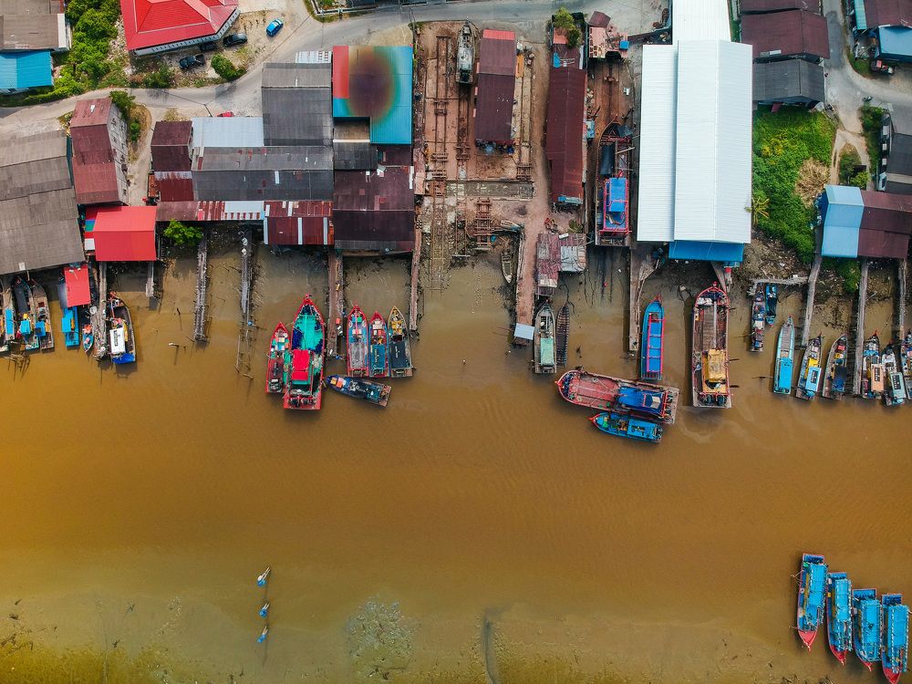 Fishing Boats by the River Mouth