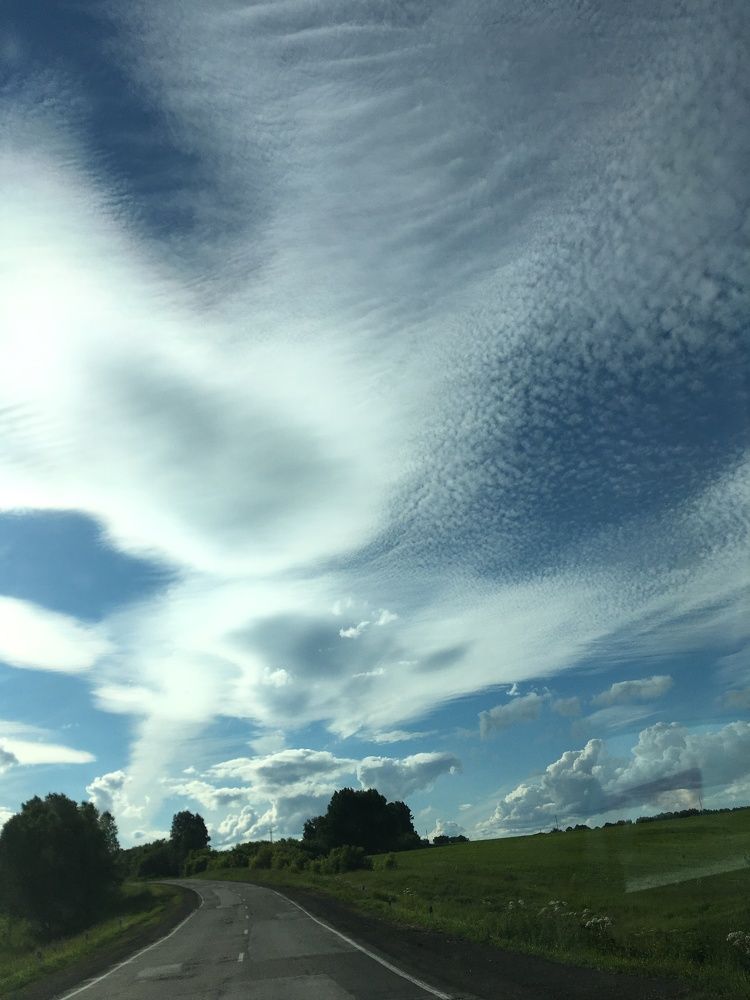 Endless summer sky. Road