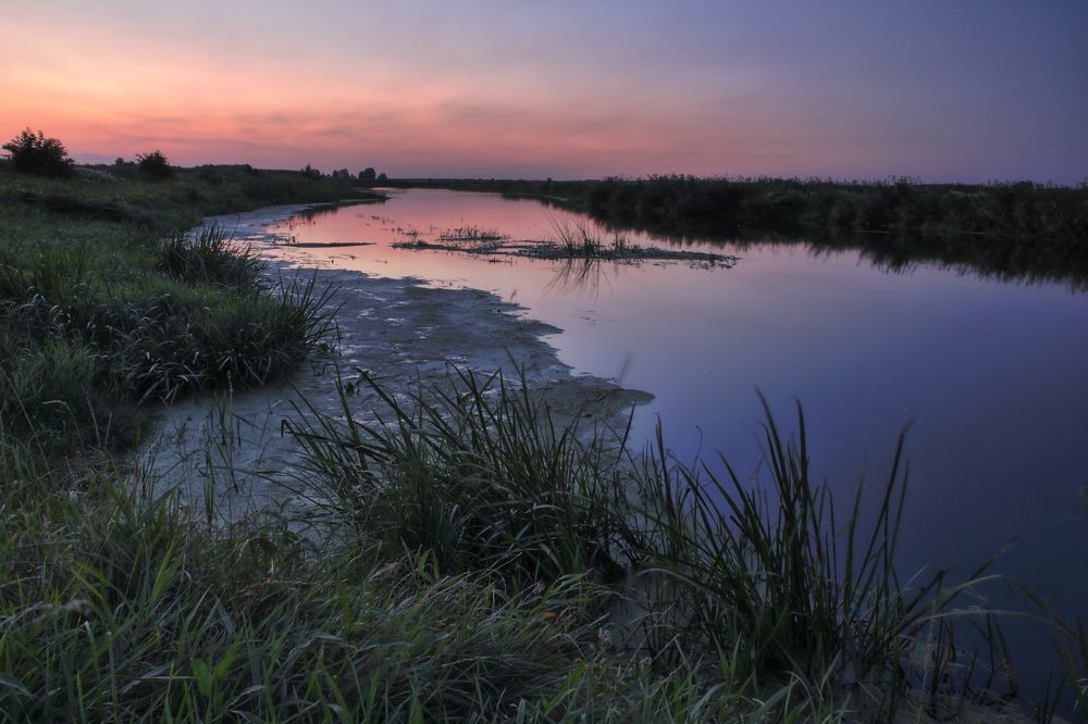 Sunset over the river (Narew).