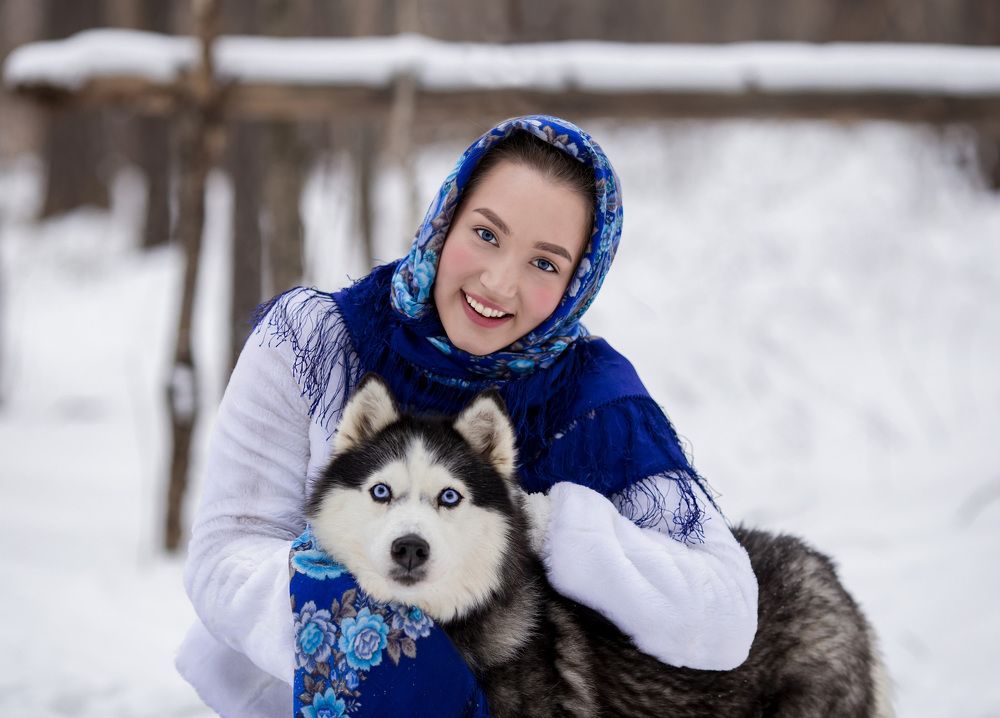Девушка и хаски1