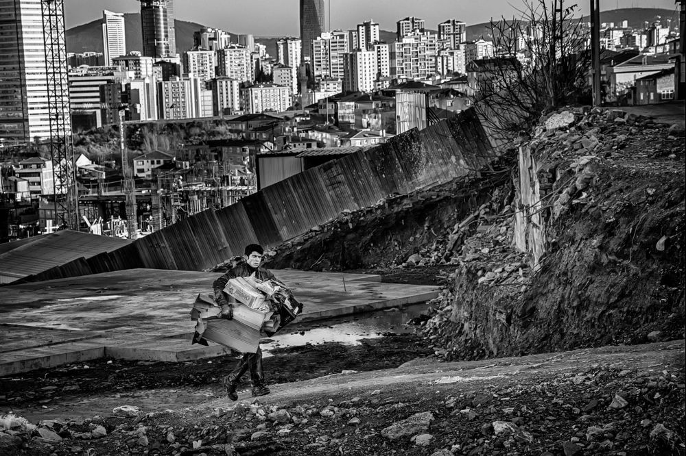 Garbage collector in Fikirtepe Istanbul, 2018