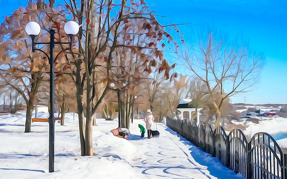 В городском парке.