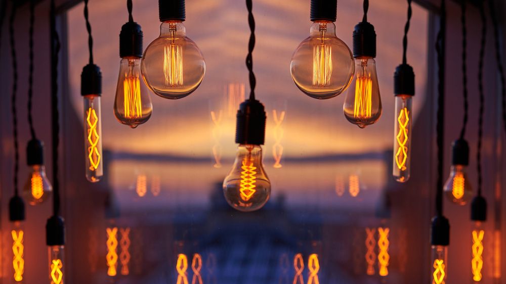 Закат небо лампы