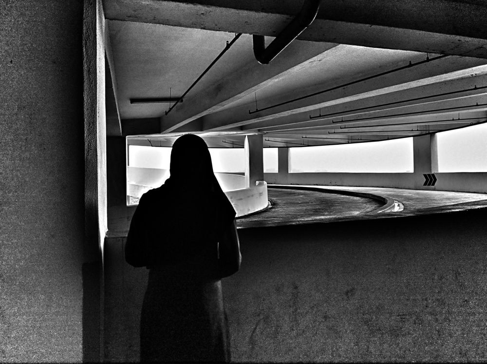 a girl in the dark