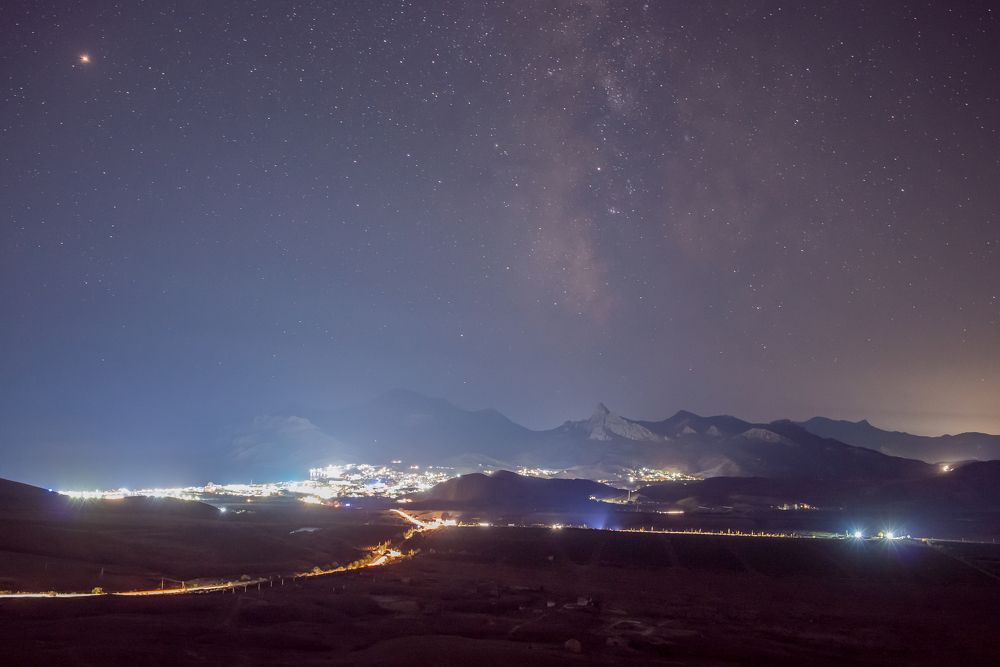 Ночной Коктебель с горы Узун-Сырт