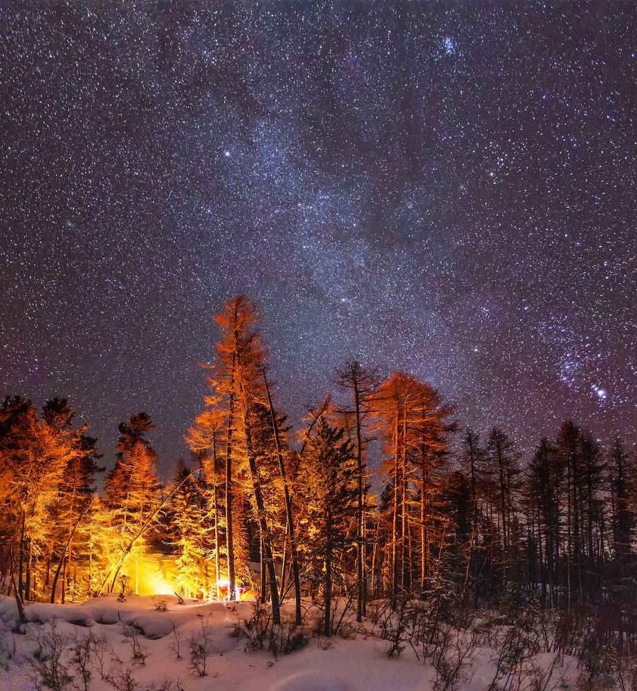 У костра в лыжном походе на Алтае