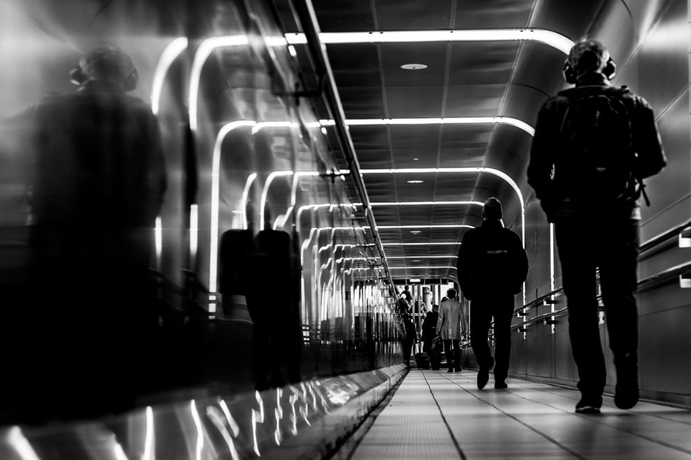 city sounds in headphones