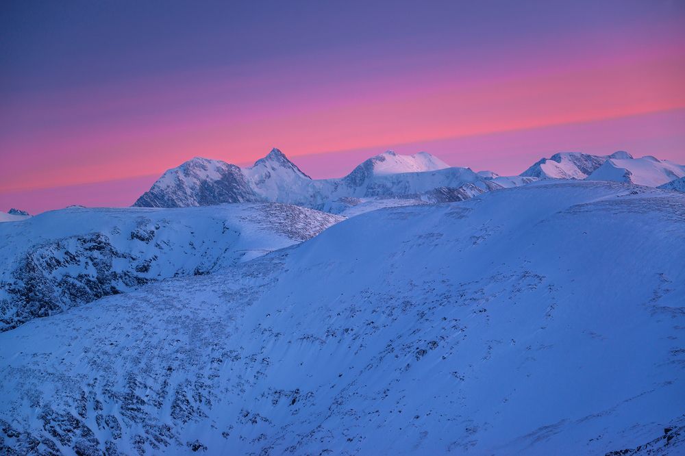 Массив Белухи на закате