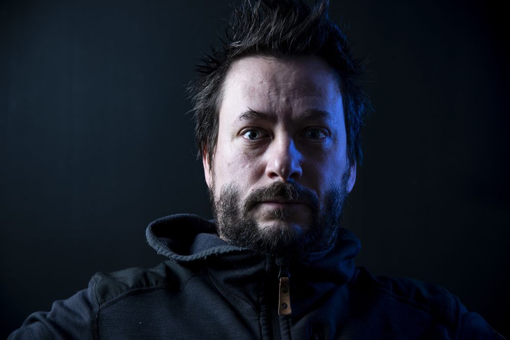 White and blue portrait