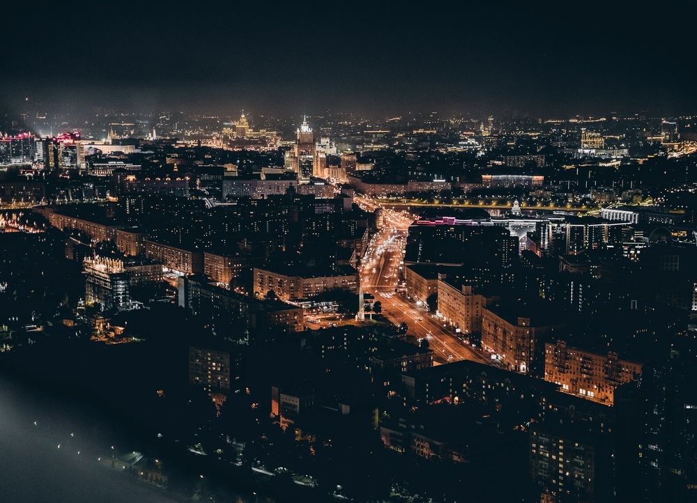 Ночная Москва с крыши.