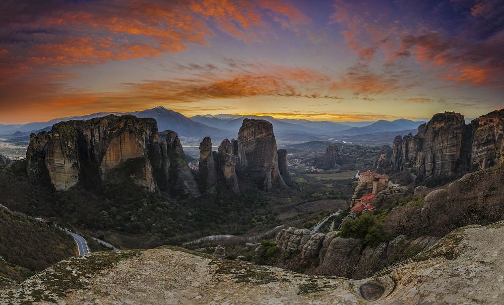 Meteora at sunset