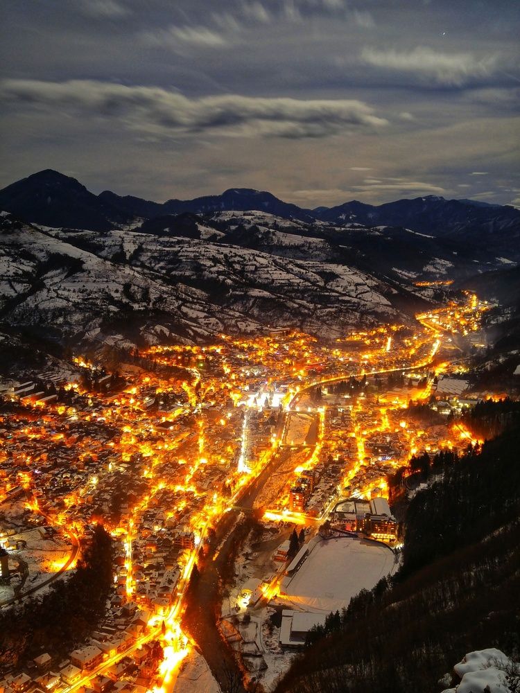 Volcanic lava in the city