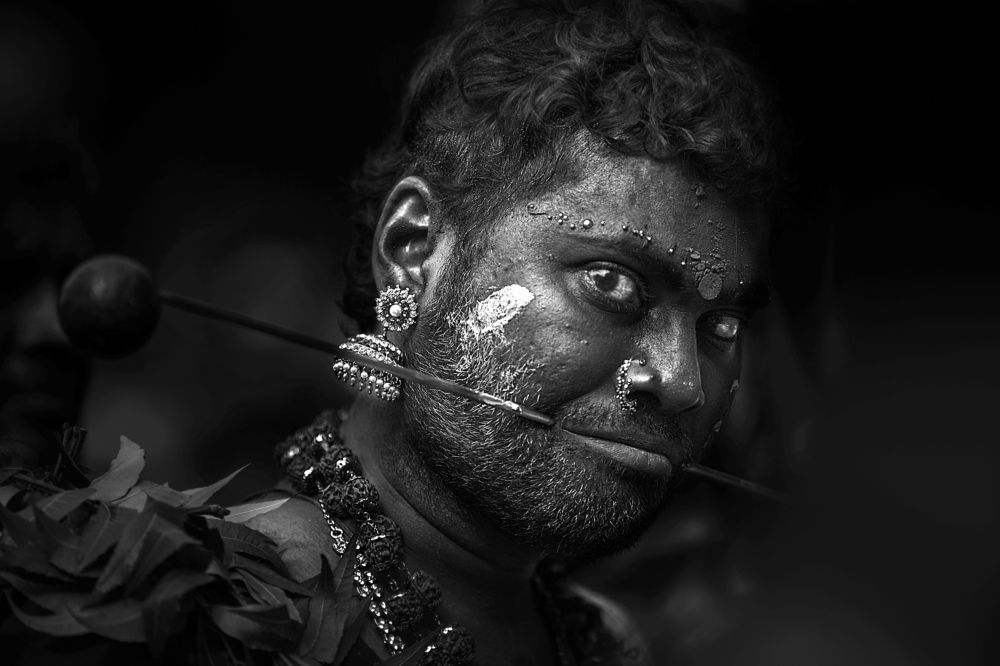 A fierce looking devout believer