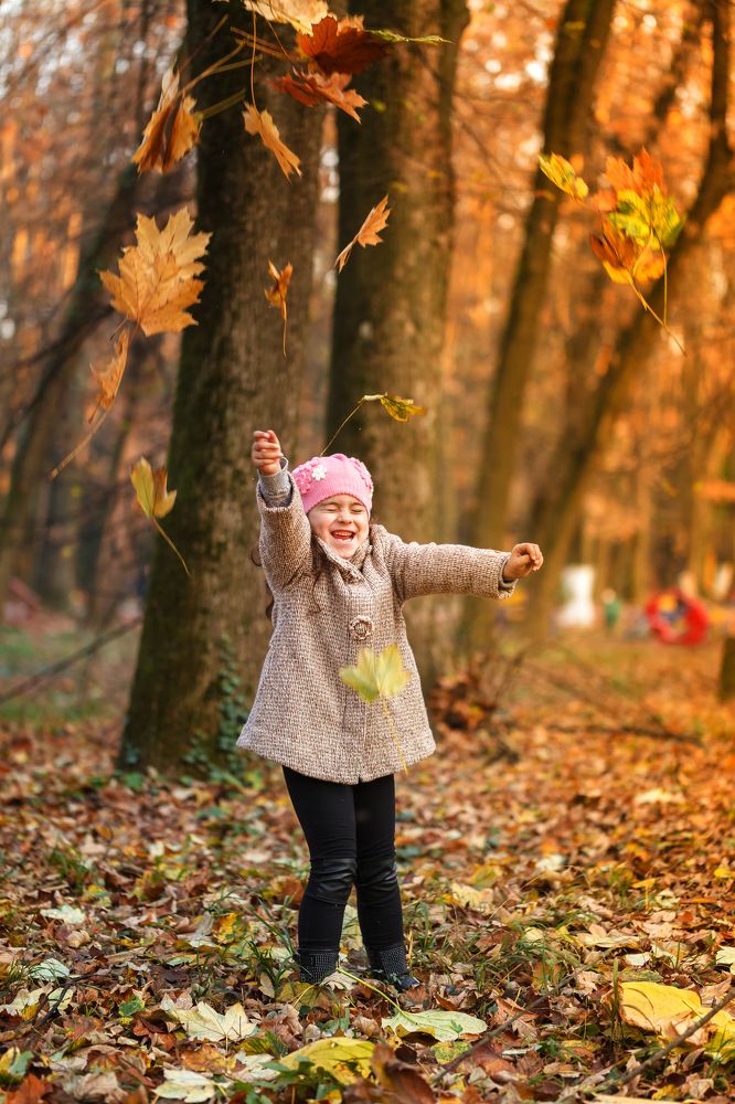 Little girl in autumn park