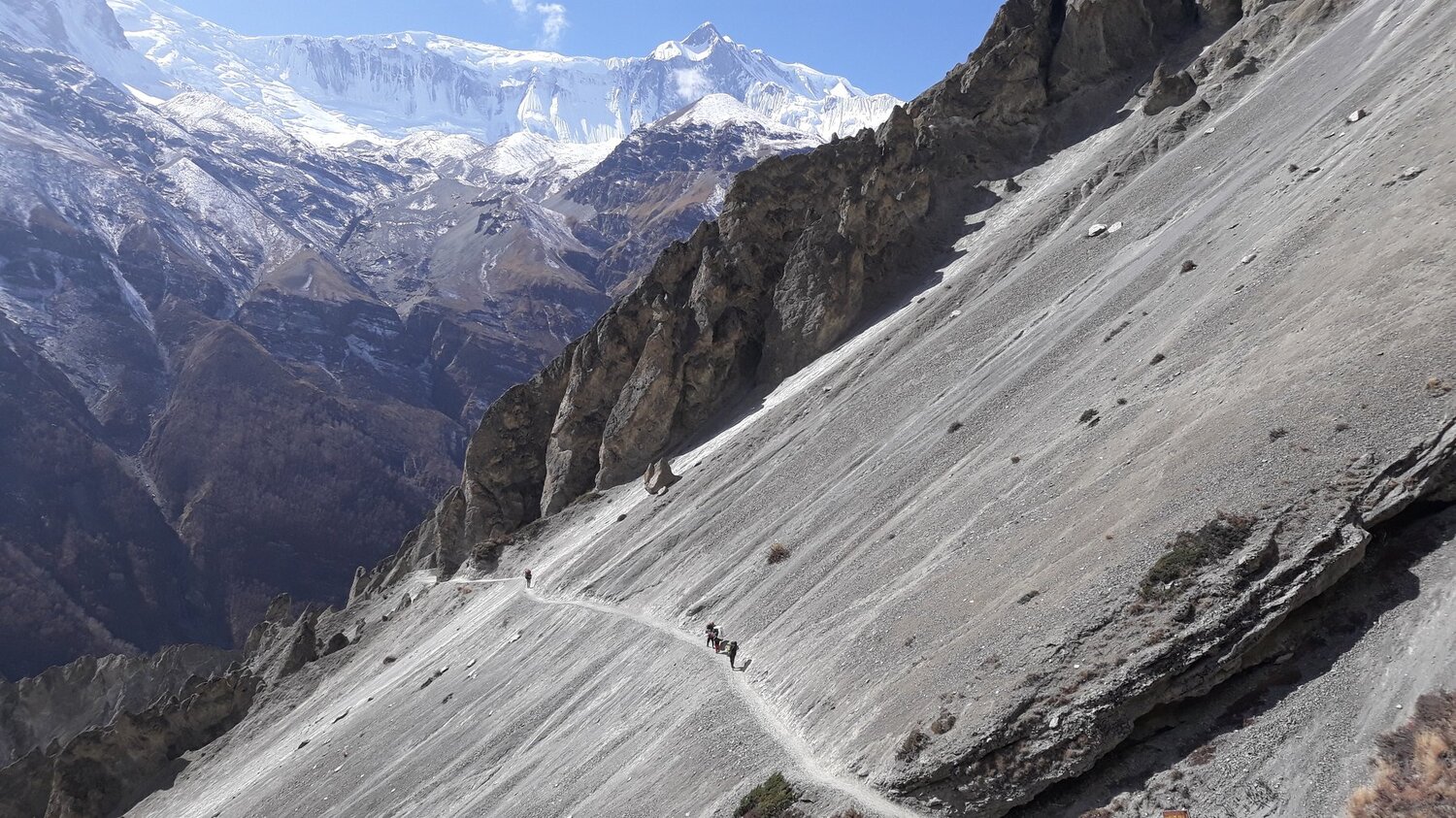 Trekkers towards the Tilicho Lake