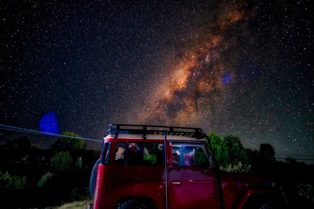 Thw Milkky Way over 4-wheel drive machine