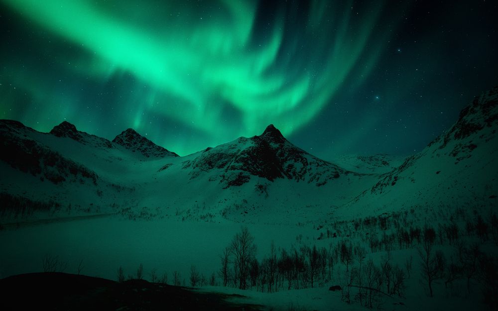 Aurora over Lofoten peak