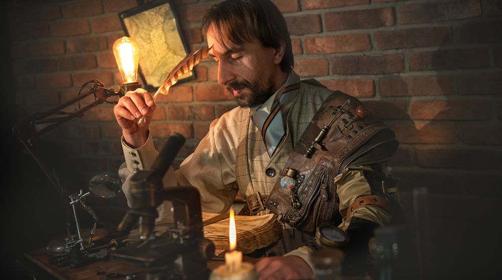 В лаборатории  профессора