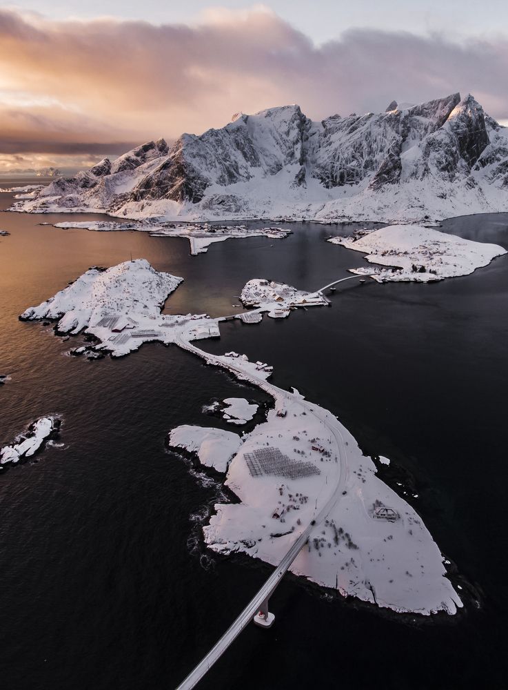 Sunrise over the Hamnøya village